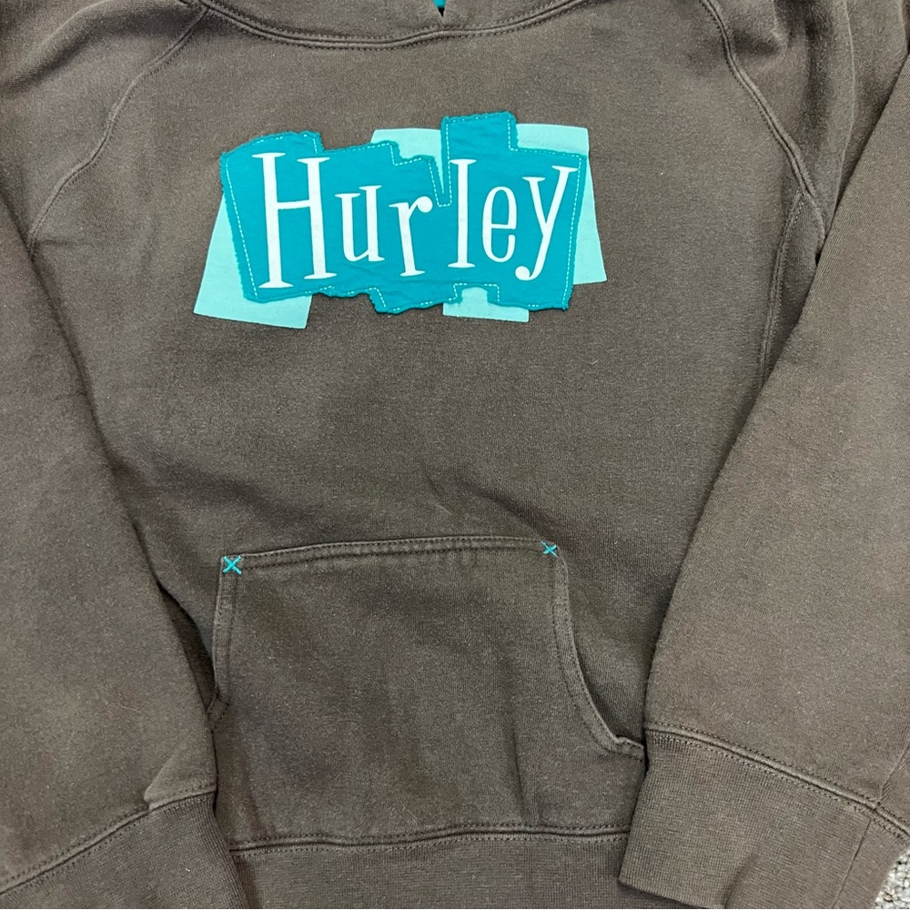 Vintage y2k Hurley sweatshirt womens medium brown blue hoodie surf skate‎ grunge - Picture 2 of 9
